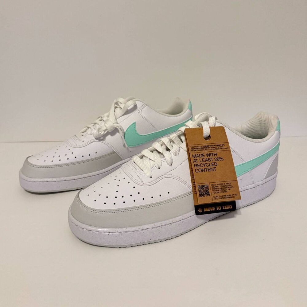 Nike Court Vision Low Next Nature Size 12 Men (FZ4124-100) White/Mint - New - Picture 2 of 9